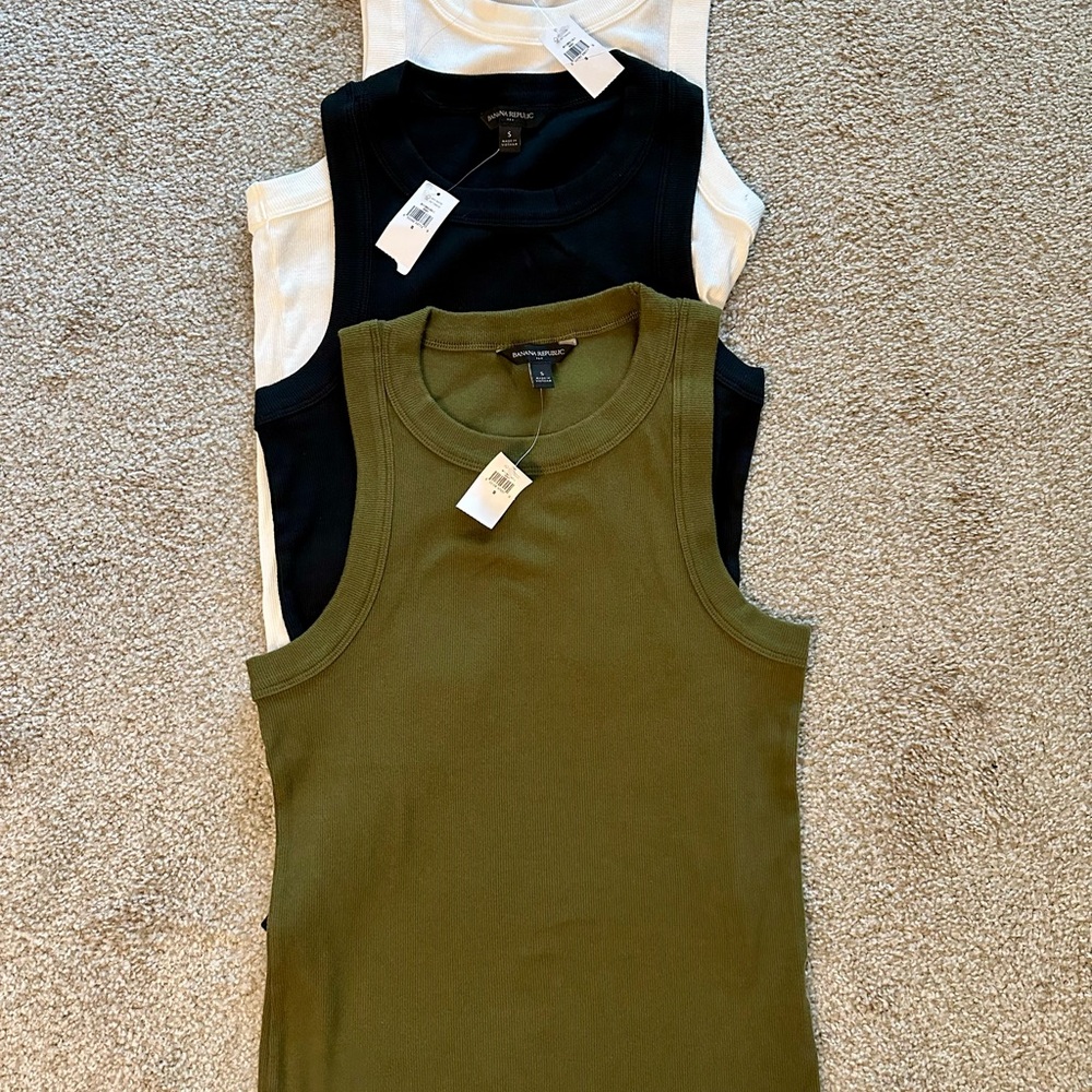 Banana Republic Tank Tops - Olive, Black, White